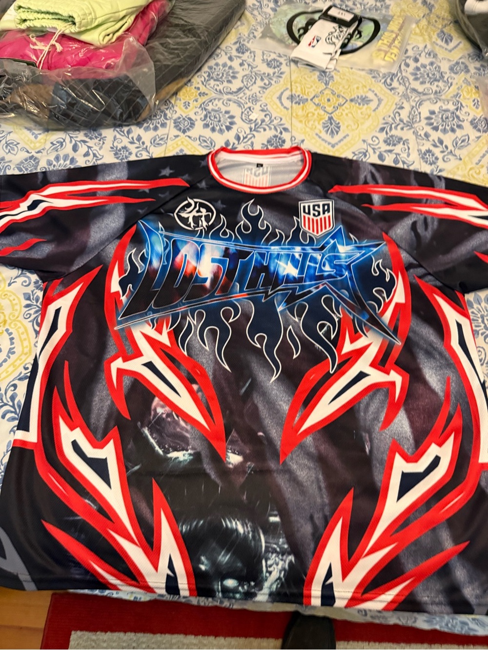 Lost Hills USA Men’s Graphic Jersey in Navy, Red & White